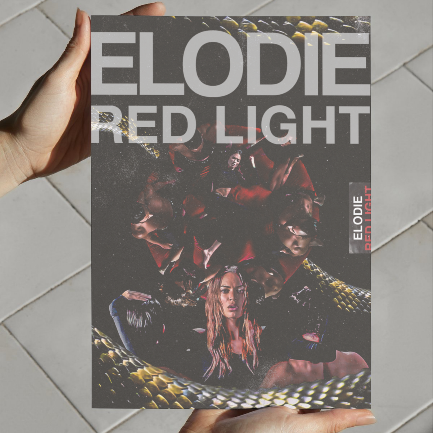 Collezione completa poster digitali “Red Light” – Elodie | Set 7 canzoni in PDF HD stampabili (20×25 cm)