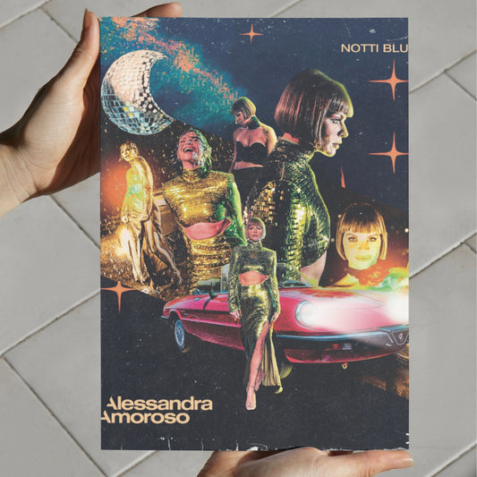 Poster Digitale Alessandra Amoroso "Notti Blu" - Stampa HD Disco Pop