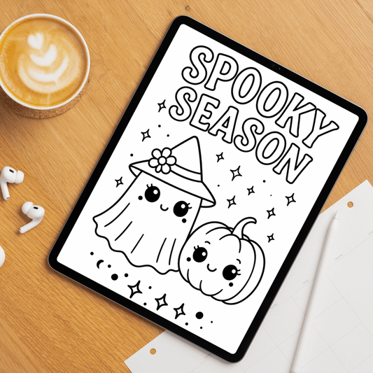 Halloween Coloring Pages for Kids - Digital Download (2 High-Res PNGs)